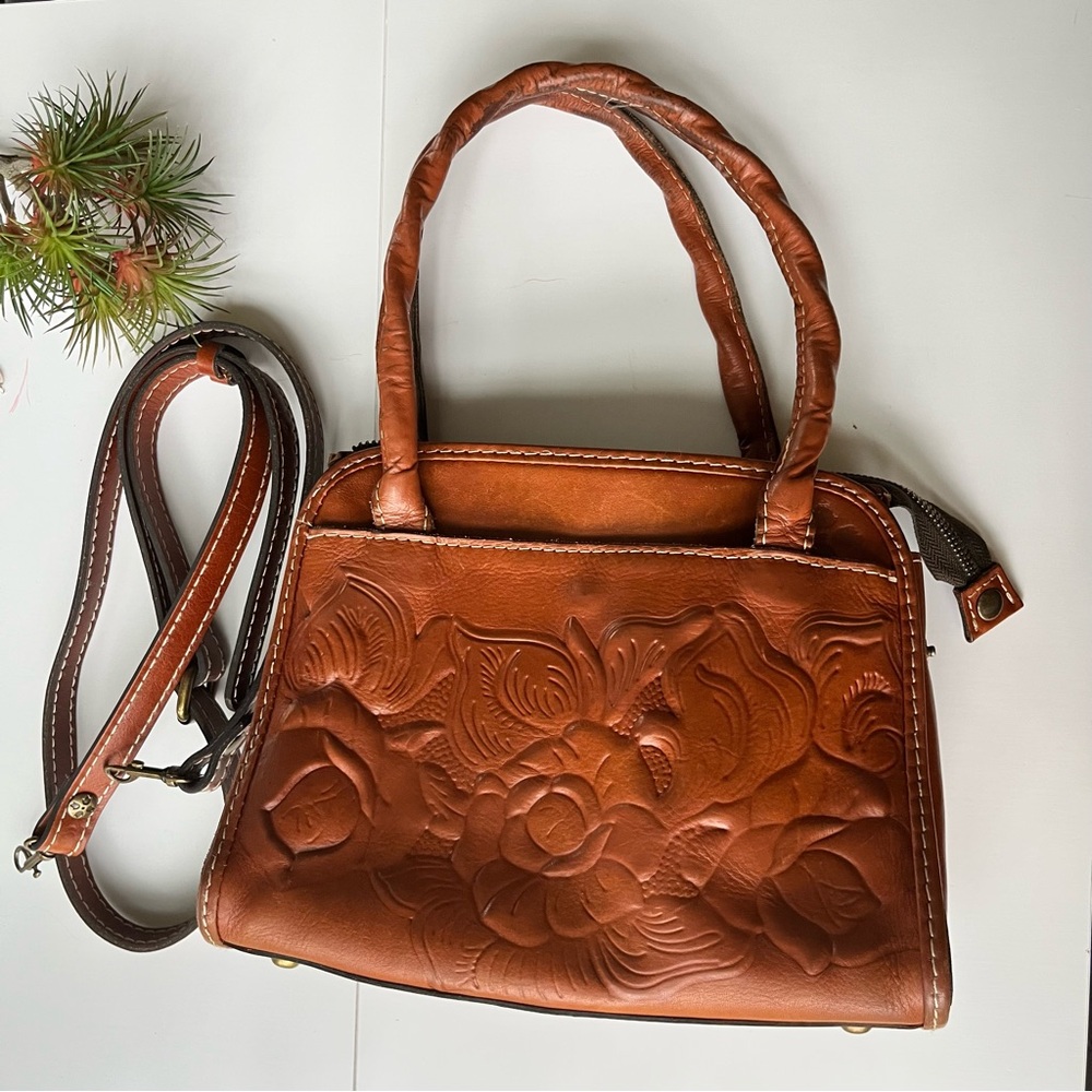 Patricia Nash Floral Embossed Leather Crossbody Purse